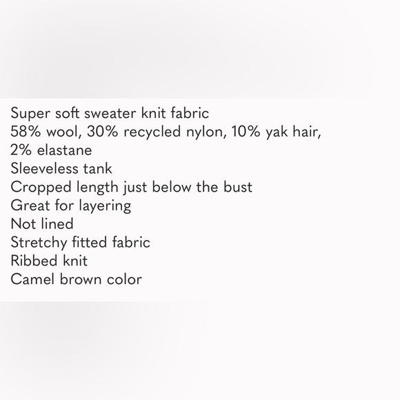 NWT Everlane The Cozy Stretch Tank Camel balletcore - Picture 10 of 12